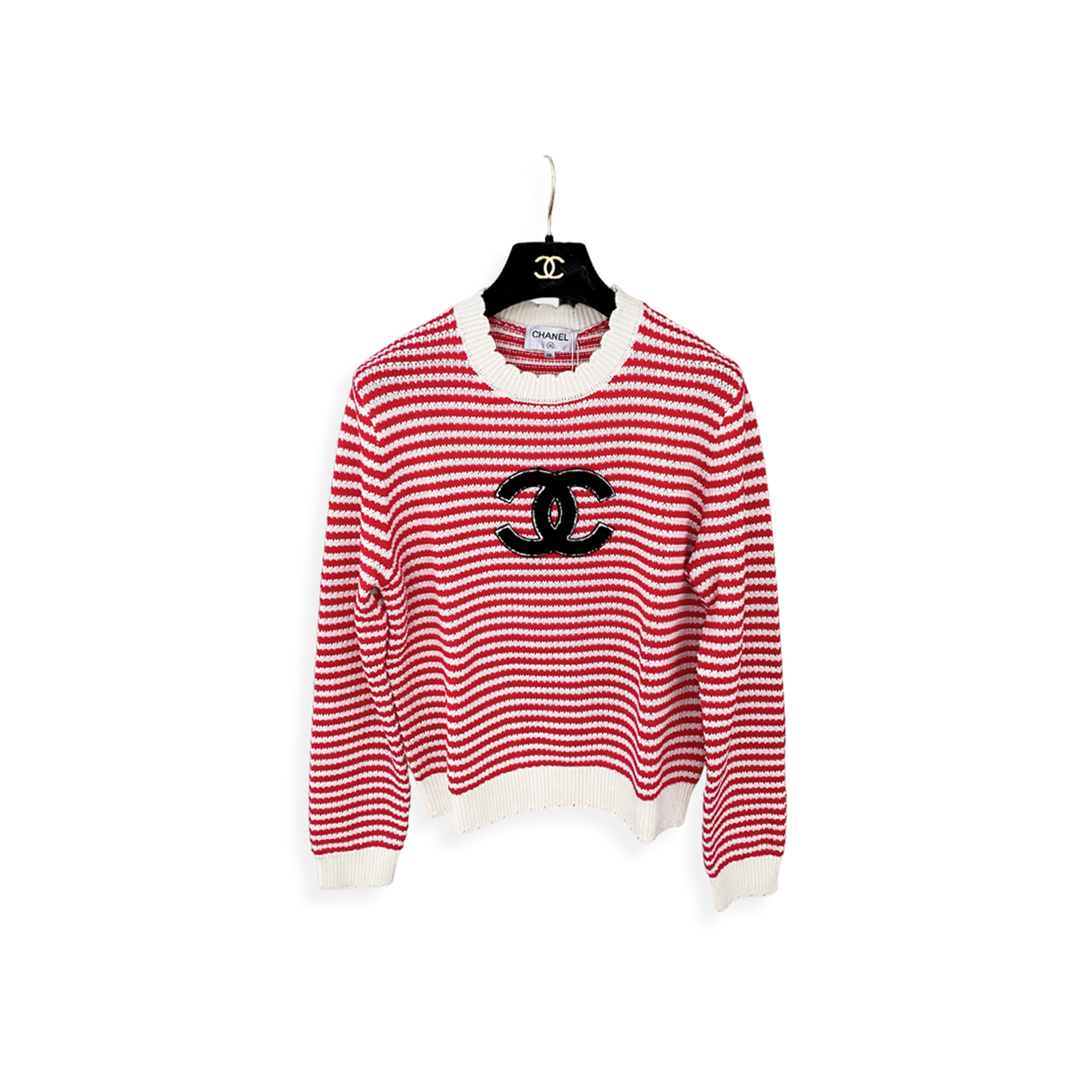 CHANEL STRIPED CC PULLOVER 